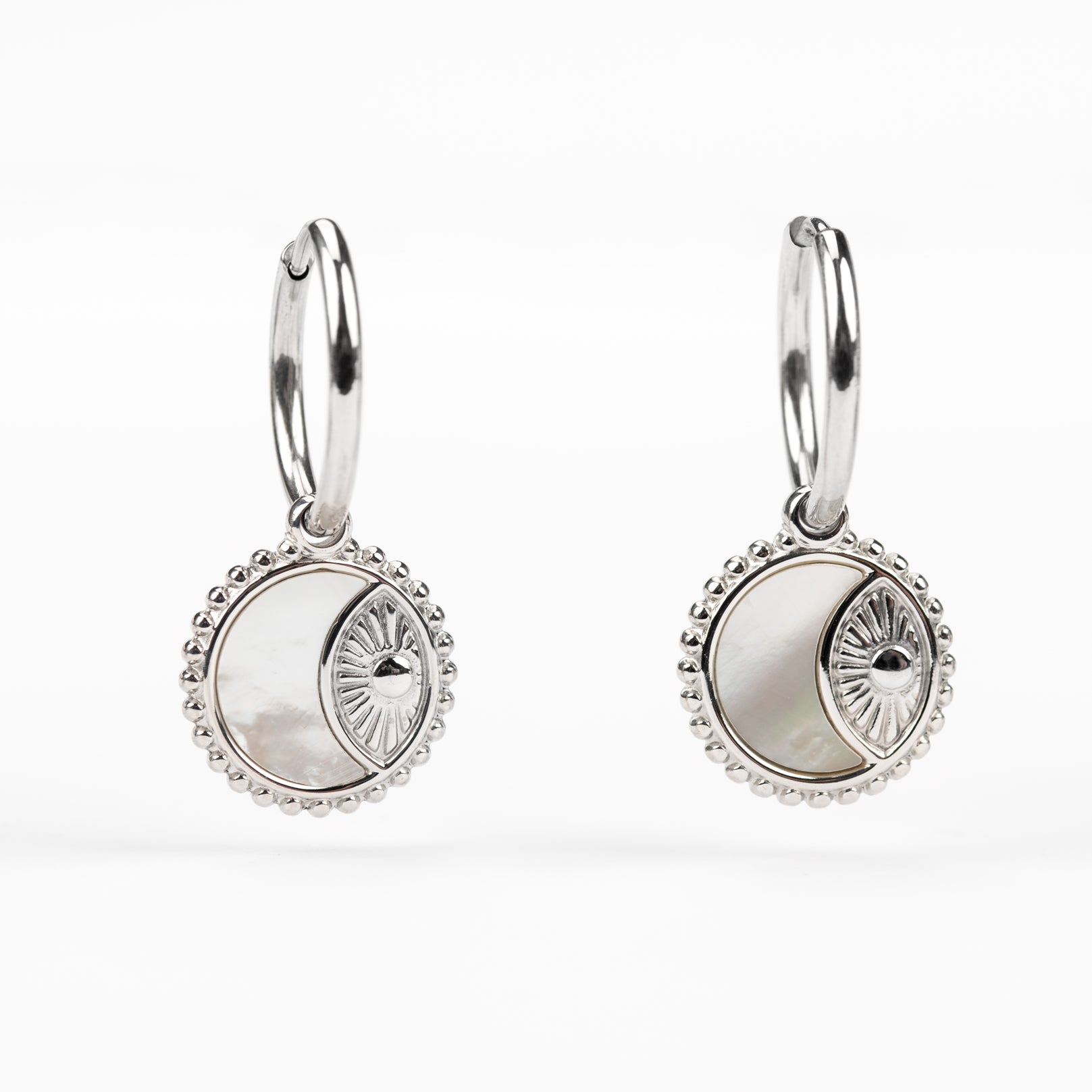 Mabel Sun & Pearl Huggie Earrings
