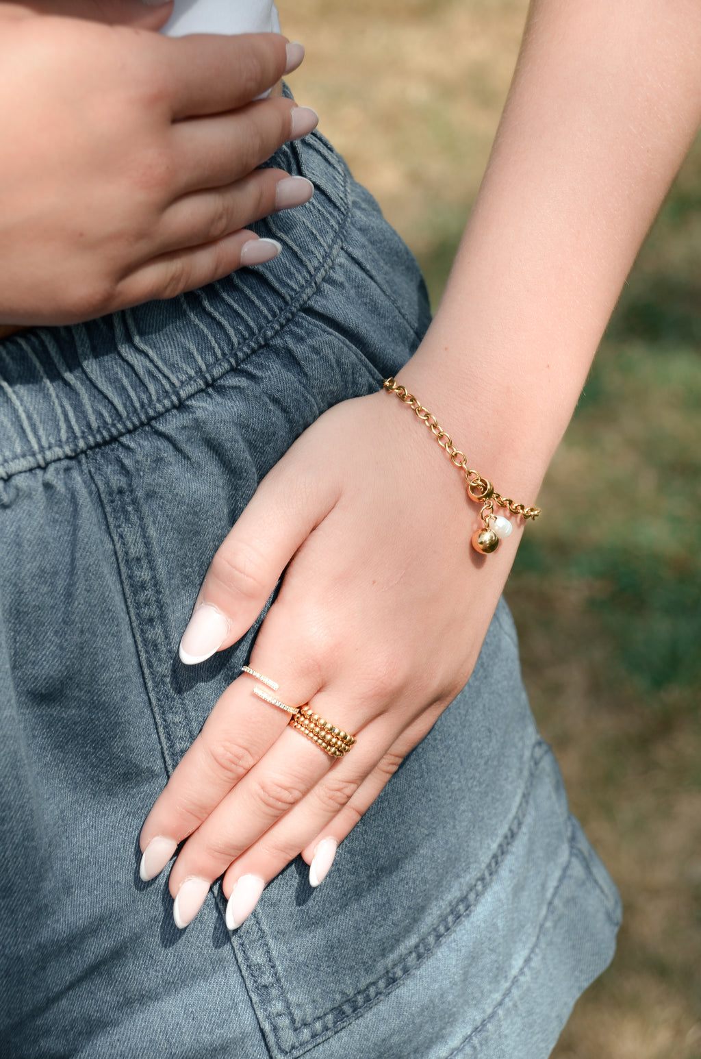 Charlotte Pearl & Globe Charm Bracelet