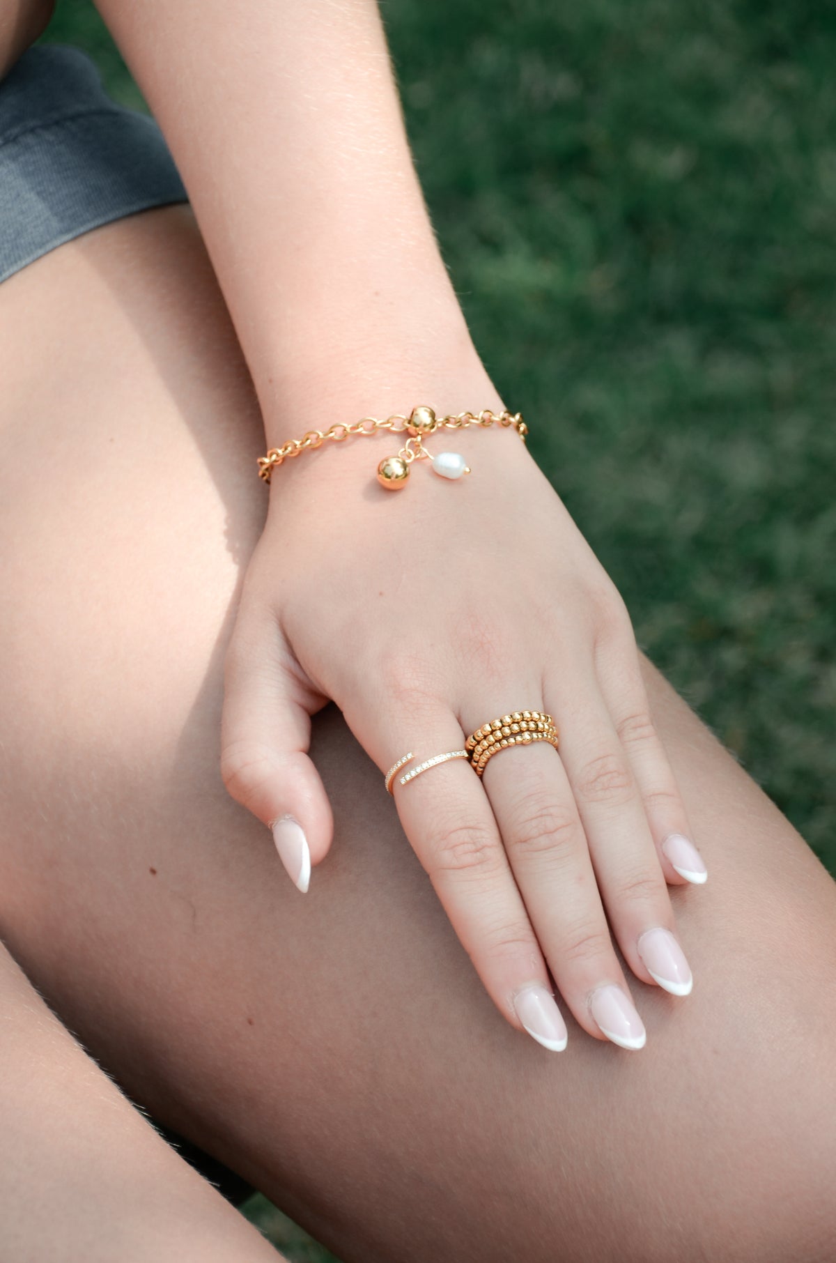 Charlotte Pearl & Globe Charm Bracelet