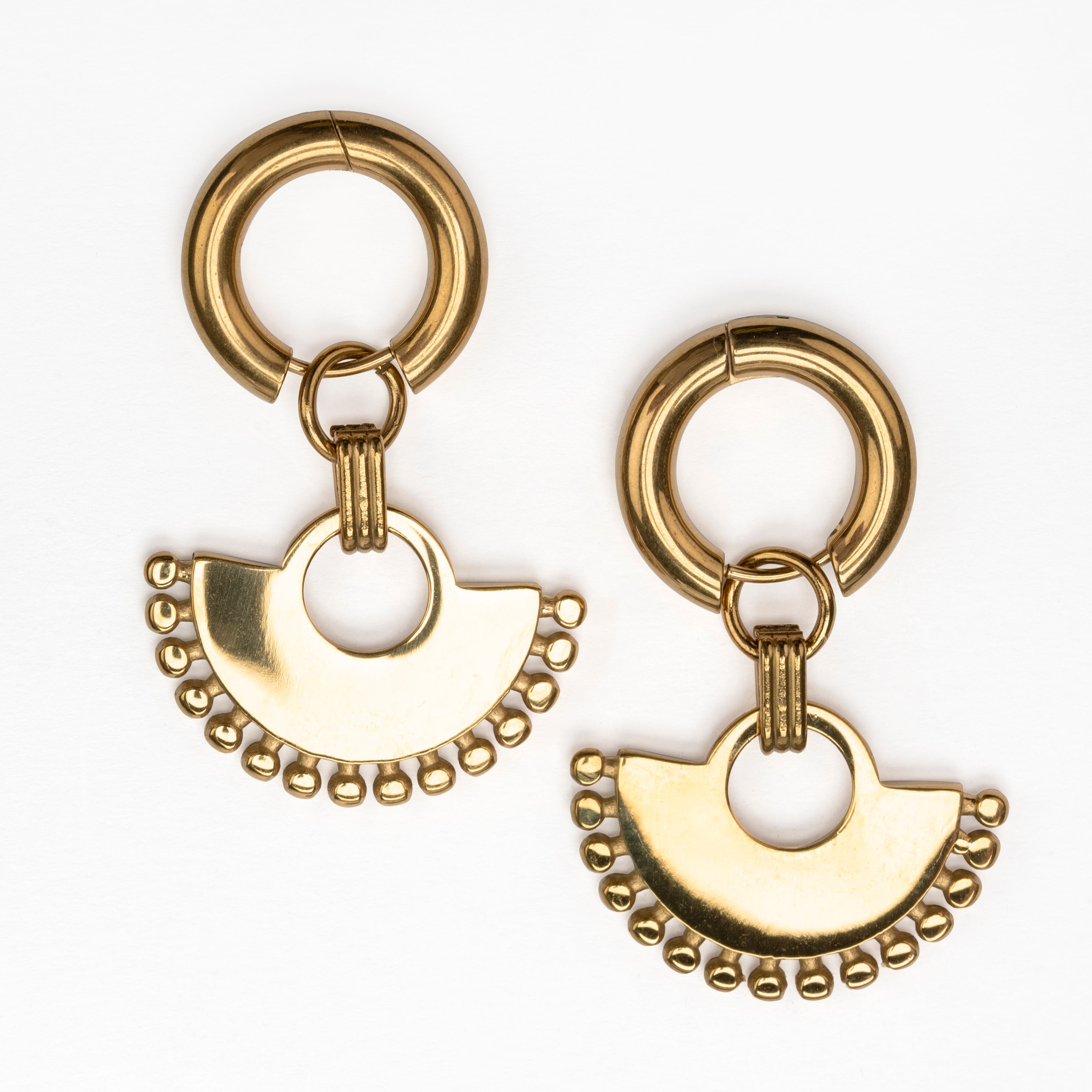 Sarah Beaded Fan Huggie Earrings