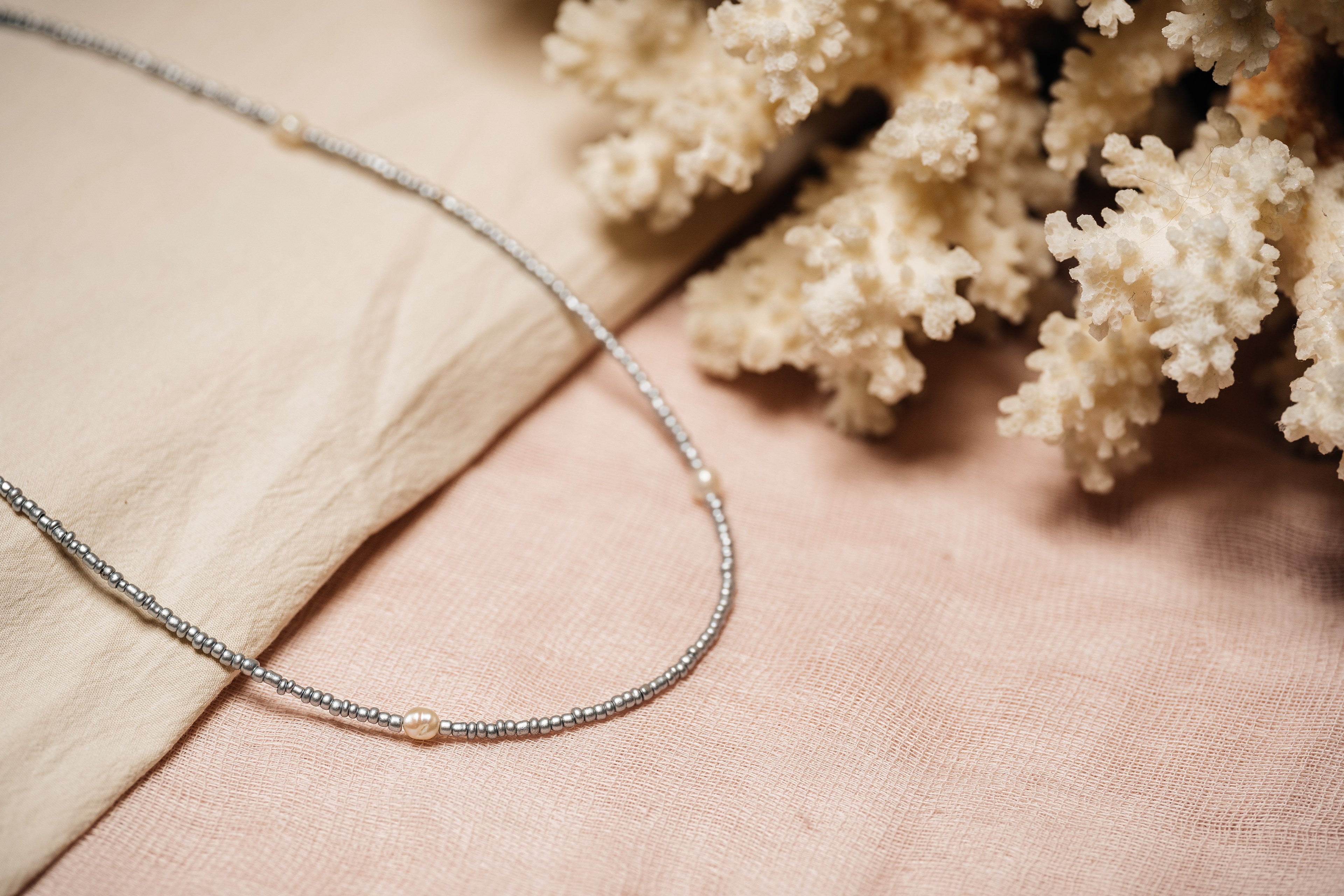 Sienna Seed Bead & Pearl Necklace